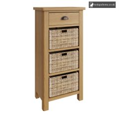 Rustic Oak 1 Drawer 3 Basket Unit
