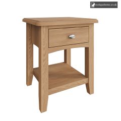 Modern Oak Lite 1 Drawer Lamp Table