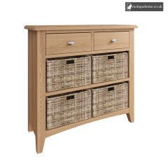 Modern Oak Lite 2 Drawer 4 Basket Unit