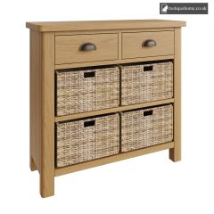 Rustic Oak 2 Drawer 4 Basket Unit