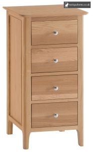 Light Oak 4 Drawer Narrow Chest
