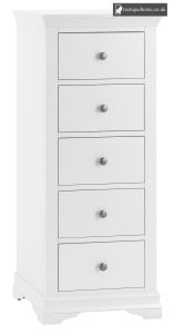 Burnham White 5 Drawer Narrow Chest