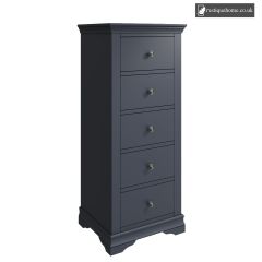Burnham Midnight Grey 5 Drawer Narrow Chest