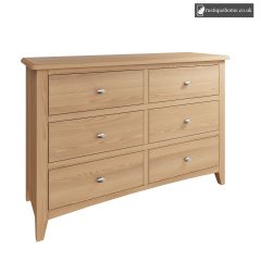 Modern Oak Lite 6 Drawer Chest