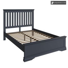 Burnham Midnight Grey Double 4ft 6in Bed hand painted side view 