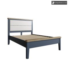 Denham Blue Double 4ft 6in Bed With Fabric Headboard And Low End Footboard Set