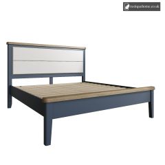 Denham Blue Super Kingsize 6ft Bed With Fabric Headboard And Low End Footboard Set