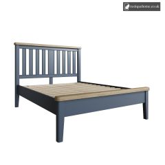 Denham Blue Kingsize Double 5ft Bed With Wooden Headboard And Low End Footboard Set