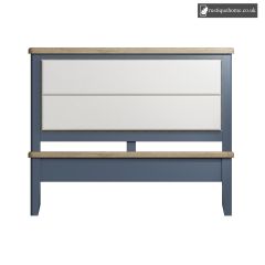 Denham Blue Kingsize Double 5ft Bedwith Fabric Headboard And Low End Footboard Set