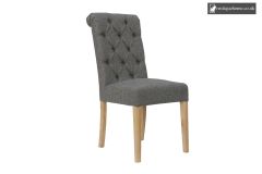 Chair Collection Button Back Chair With Scroll Top - Dark Grey and Oak