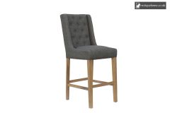 Chair Collection Button Back Stool With Studs - Dark Grey