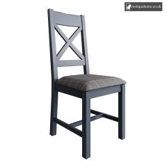 Denham Blue Collection Cross Back Dining Chair Grey Check