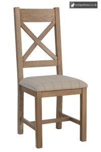 Smoked Oak Collection Cross Back Dining Chair Natural Check