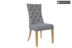 Chair Collection Curved Button Back Chair - Light Grey and Oak