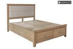 Smoked Oak Super Kingsize 6ft Fabric Headboard With Drawer Footboard