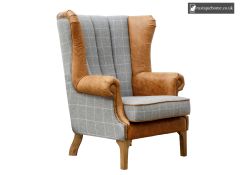 Chair Collection Fluted Wing Chair - Grey and Tan