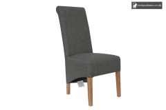 Chair Collection Scroll Back Fabric Chair - Dark Grey and Oak