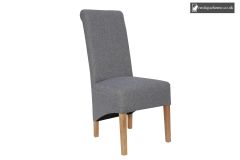 Chair Collection Scroll Back Fabric Chair - Light Grey and Oak
