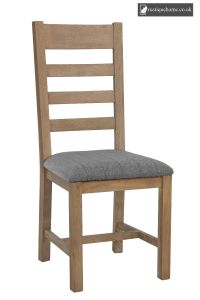 Smoked Oak Collection Slatted Dining Chair Grey Check