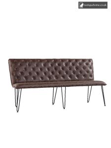 Chair Collection Studded Back Bench 180 Cm With Hairpin Legs - Brown
