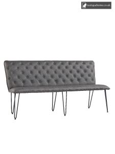 Chair Collection Studded Back Bench 180 Cm With Hairpin Legs - Grey