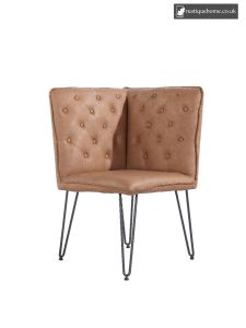 Chair Collection Studded Back Corner Bench -Tan
