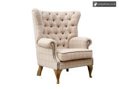 Chair Collection Wrap Around Button Back Wing Chair - Natural and Oak