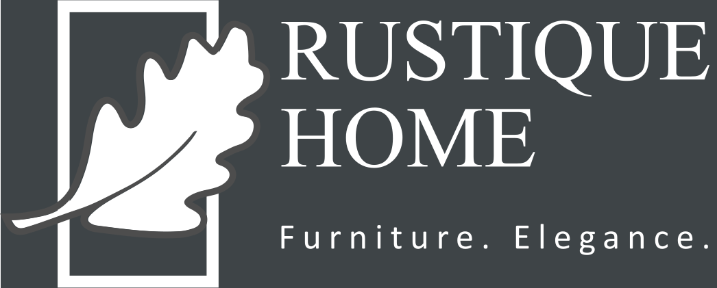 Rustique Home logo grey and white oak leaf for footer